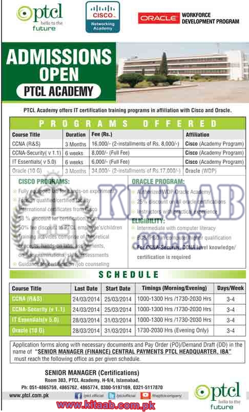 PTCL Academy Admissions Training Program in IT Certification 2024