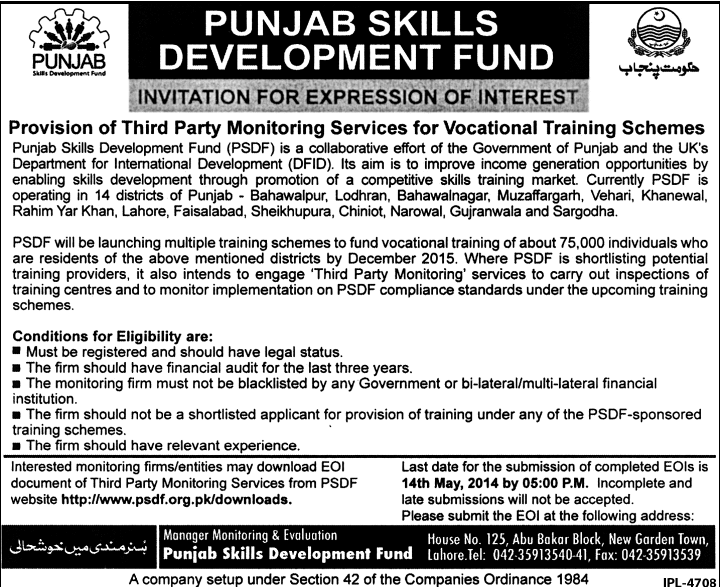 Punjab Skills Development Fund 2024 Conditions for Eligibility PSDF Schedule and Selected Candidates