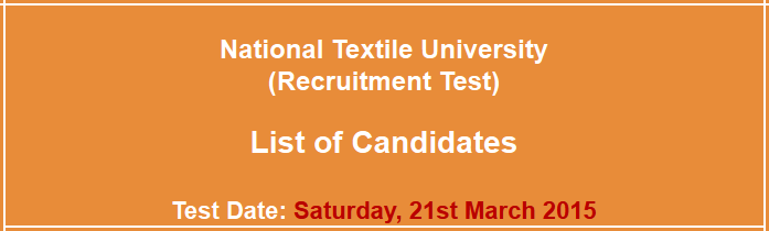 National Textile University NTU Jobs NTS Test Result 2024 Answer Key