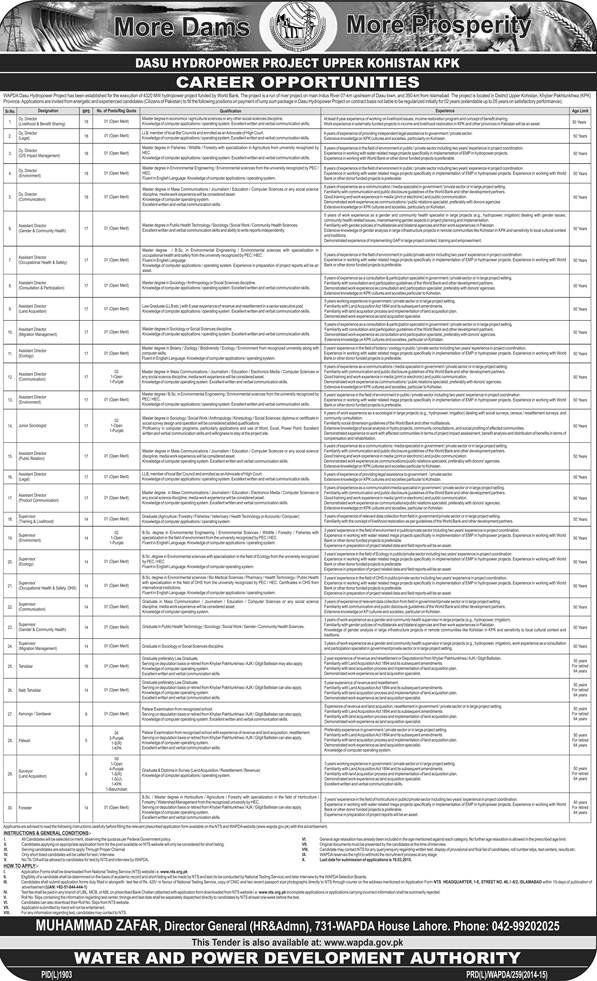 WAPDA Jobs 2024 NTS Test Online Application Form Eligibility Criteria and Candidates List