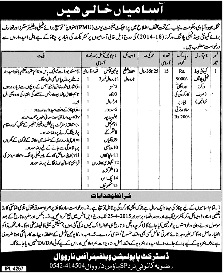 Punjab PMU LRMIS Jobs 2024 Dispatch Rider Office Boy Application Form Eligibility Criteria