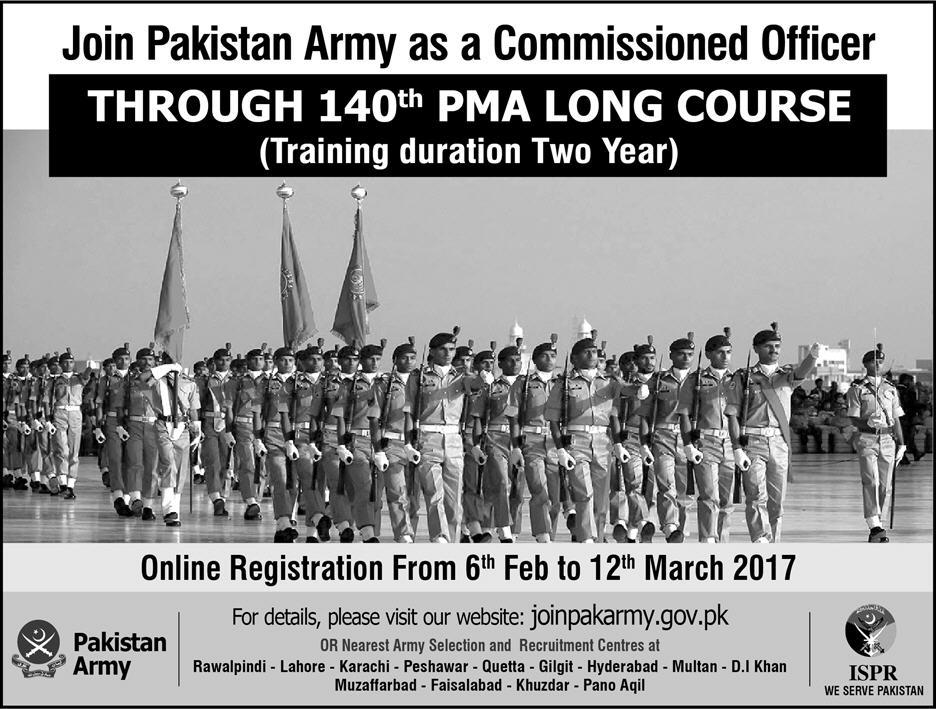 Online Registration to Join Pak Army PMA Long Course 140 Jobs 2024 Commissioned Officer Eligibility Criteria ISSB Call Letter Details