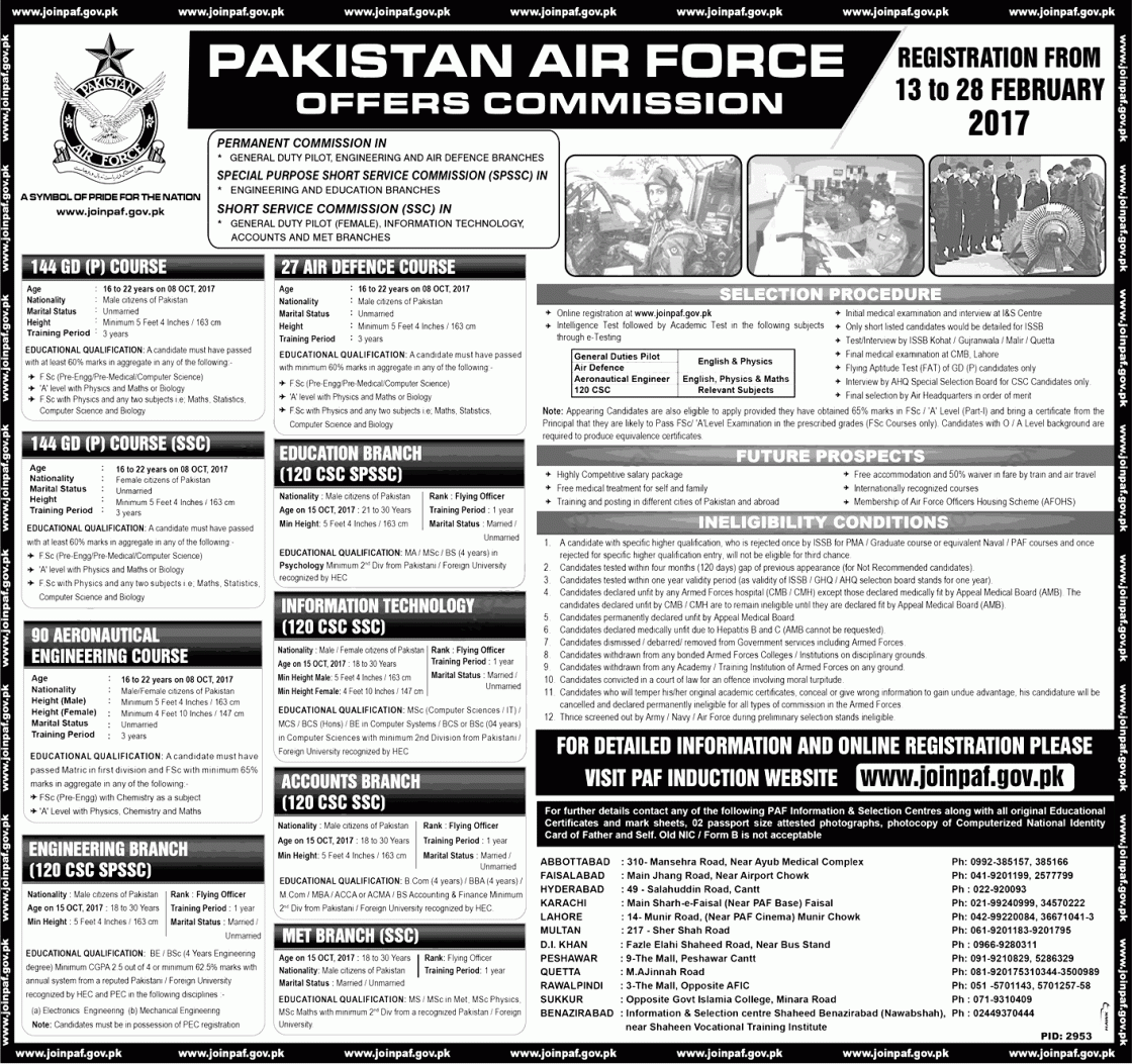 Join Pakistan Air Force 2024 PAF Online Registration Jobs 2024