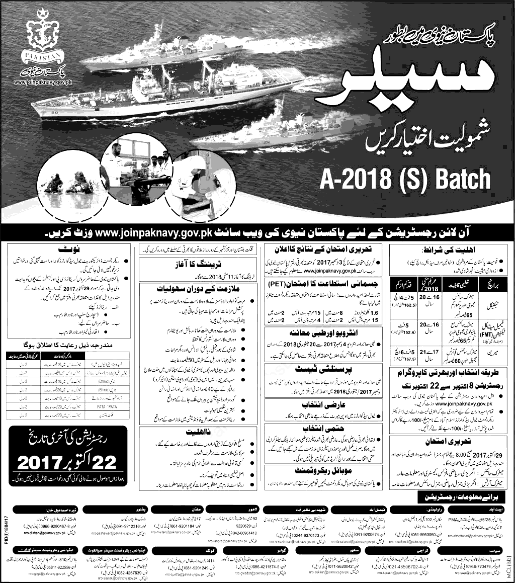 Join Pakistan Navy As Sailor Jobs 2024 Online Registration