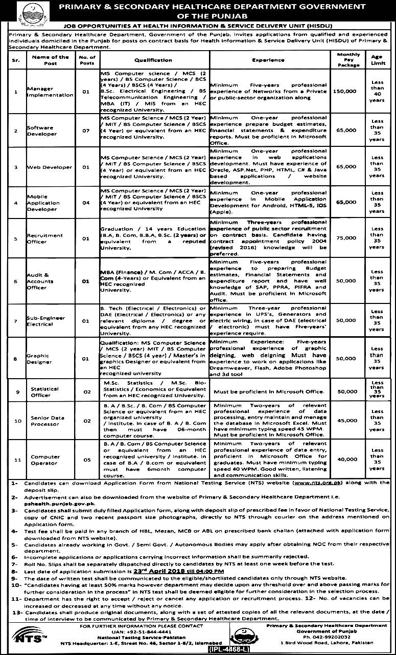 Health Information Service Delivery Unit HISDU NTS Screening Test 2024 Application Form