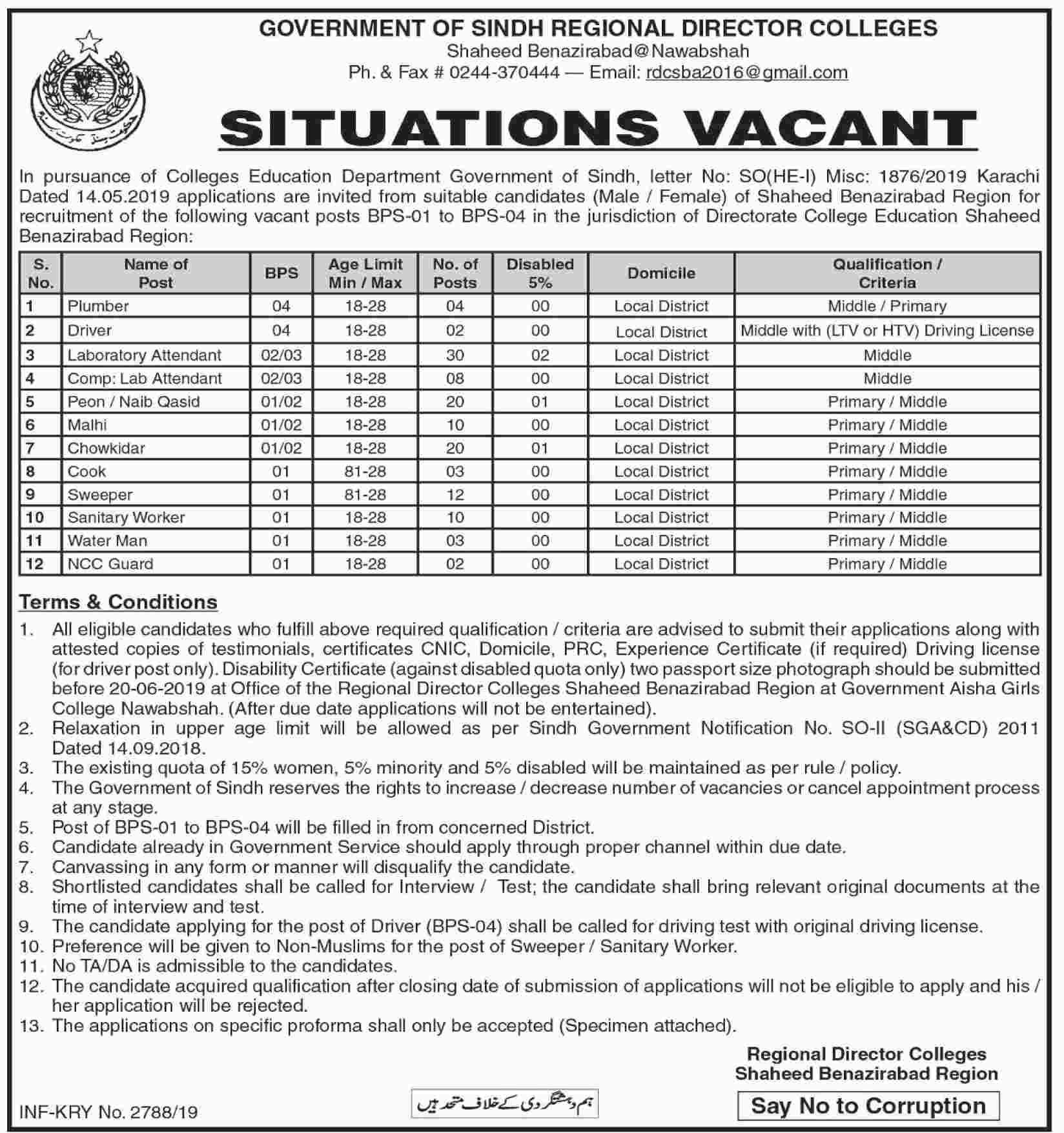 Regional Director Colleges Sindh Govt Jobs 2024 OTS Test Roll Number Slips Answer Key Results