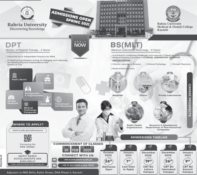 Bahria University Medical and Dental College Admission 2024 MBBS BDS Eligibility Criteria