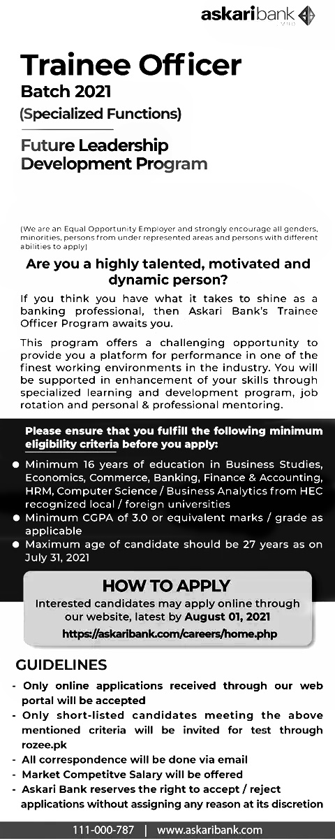 Askari Bank Limited AKBL Jobs 2024 Apply Online Eligibility Criteria Last Date