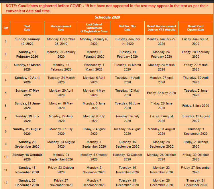 NTS NAT Test Dates & Schedule 2024 Application Test Center & Result