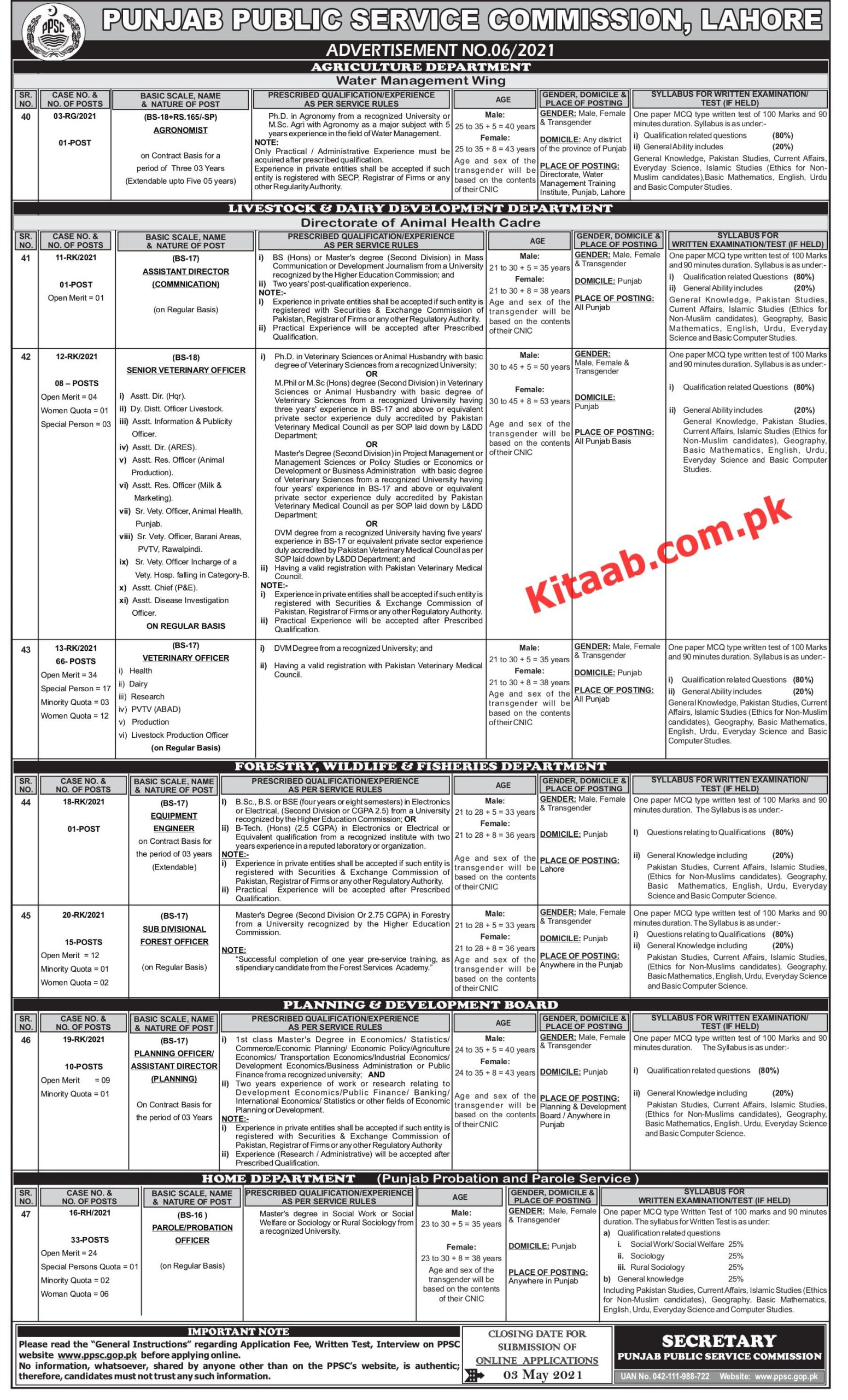 PPSC Agriculture Officer Jobs 2024 Apply Online Eligibility Criteria Instruction and Procedure