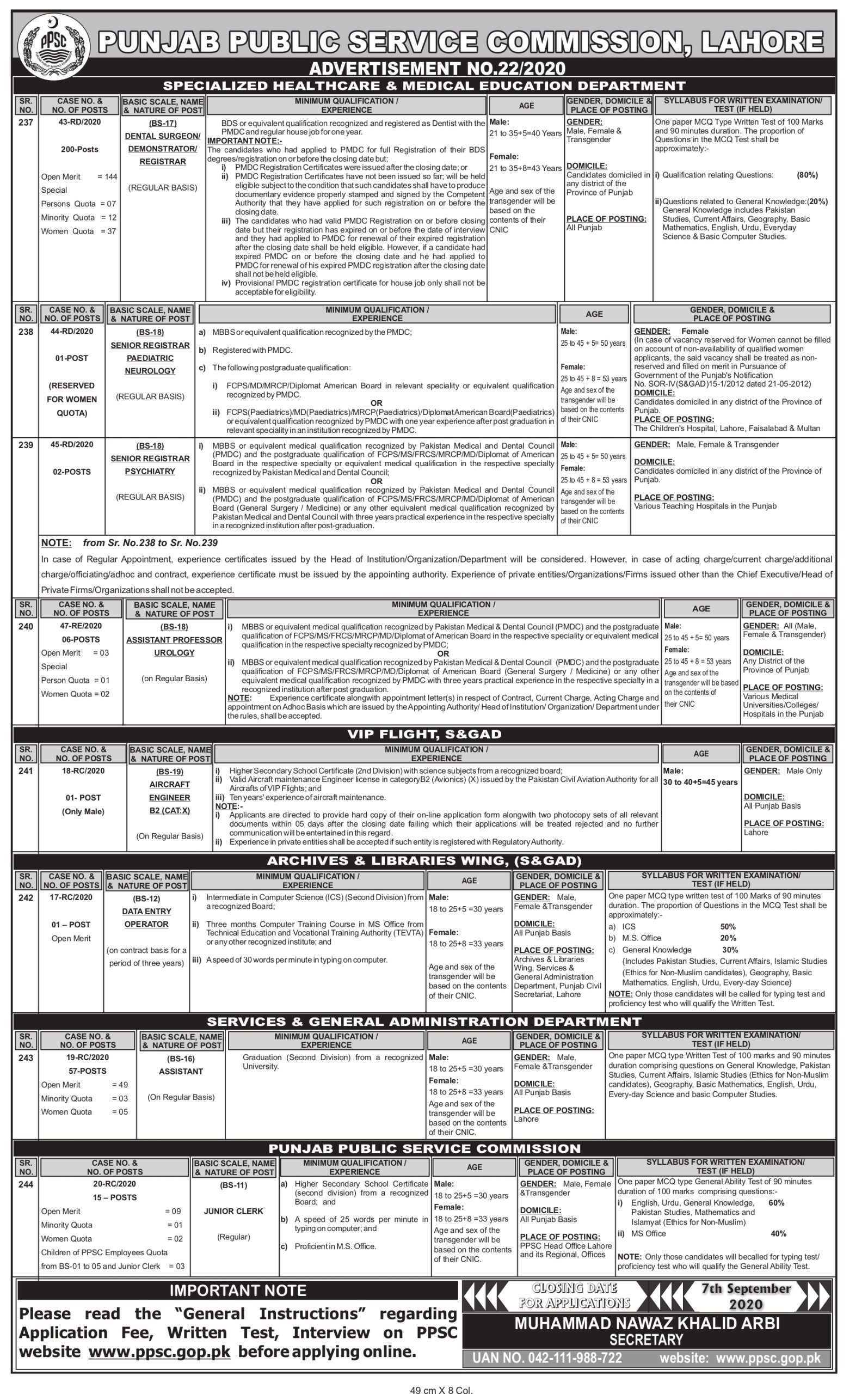 Punjab Services and General Administration Department Jobs 2024 Apply Online Eligibility Criteria Last Date