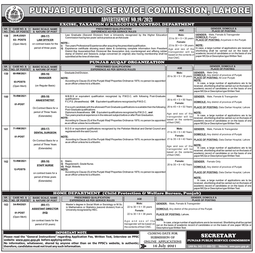 Punjab Excise & Taxation And Narcotics Control Department PPSC Jobs 2024 Online Registration Last Date