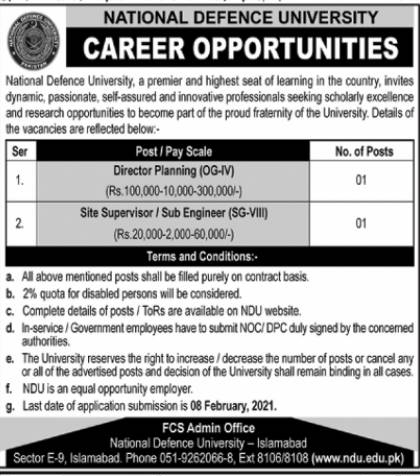 National Defence University NDU Islamabad Jobs 2024 Application Form Eligibility Criteria Last Date