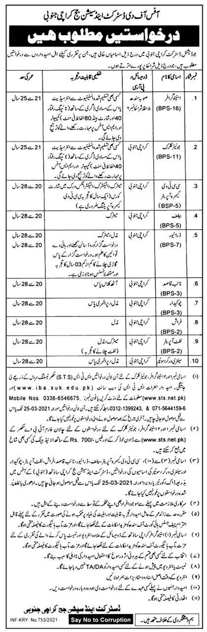 District-Session-Judge-Karachi-South-Jobs-Ad