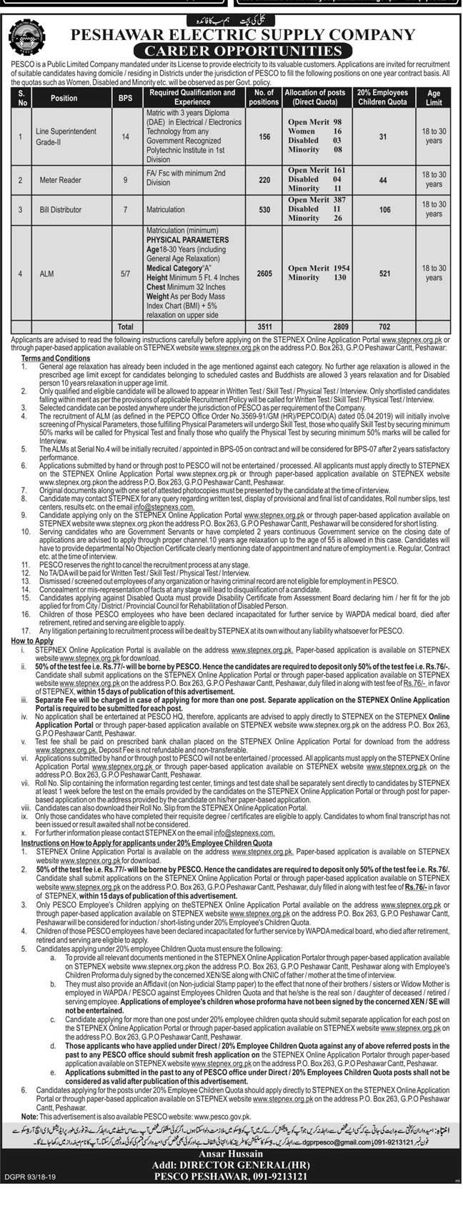 CTS Test Date PESCO Bill Distributor Jobs 2024 Roll Number Slips