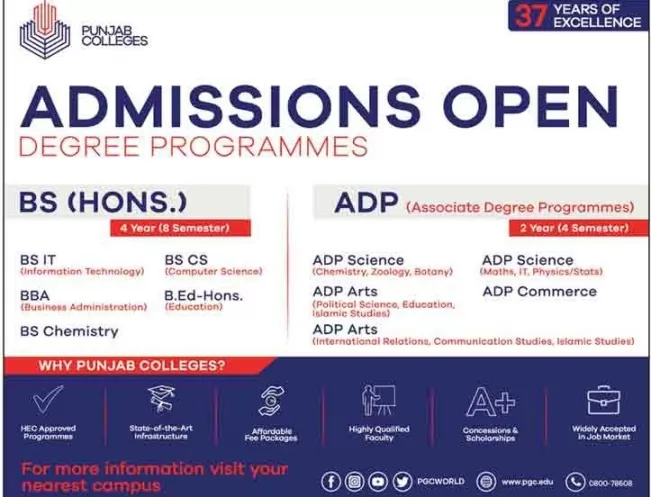 Punjab Group Of College Lahore Admission 2024 Application Deadline Eligibility Criteria