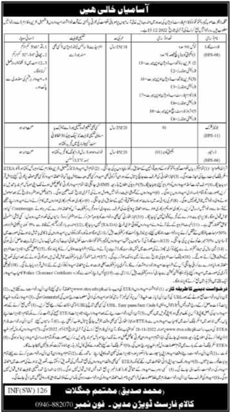 ETEA Kurram Forest Jobs 2024 KPK Online Registration Roll No Slip