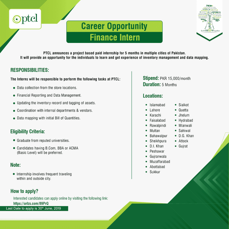 PTCL Paid Internship 2024 Online Registration Form